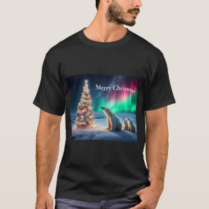 Polar Bear Mamma Unge Julgran NordLjus T Shirt