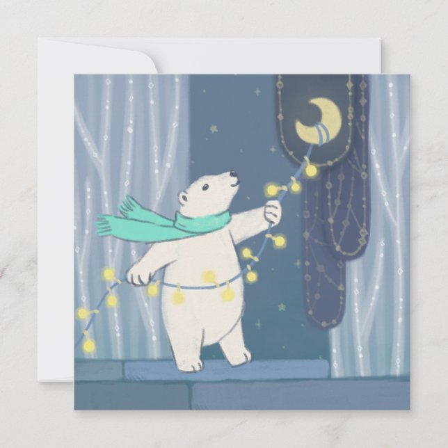 Polar Bear & Måne Julkort (Framsida)