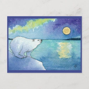 Polar Bear Måne julkort Helgdag Vykort