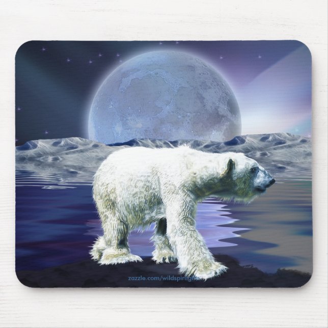 POLAR BEAR & MÅNE Wildlife Mousepad Musmatta (Framsidan)