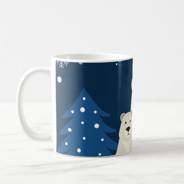 Polar Bear med 2 unge på kaffe mugg (Vänster)