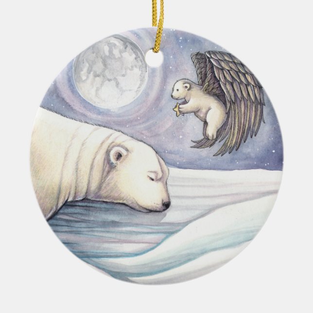 Polar Bear med ängel jul Ornament (Framsidan)