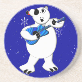 Polar Bear med Guitar Sandstone Underlägg Sandsten