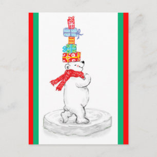 Polar Bear med julklappar Helg Vykort