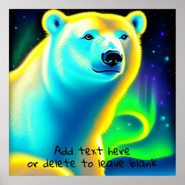 Polar Bear med norra Ljus. Redigerbar text Poster