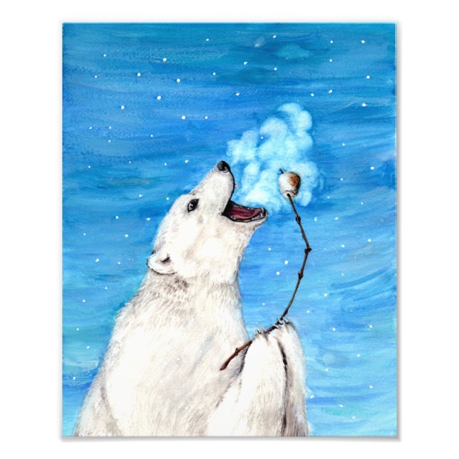 Polar Bear med tostad Marshmallow Fototryck (Framsidan)