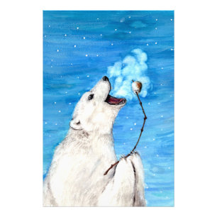Polar Bear med tostad Marshmallow Fototryck