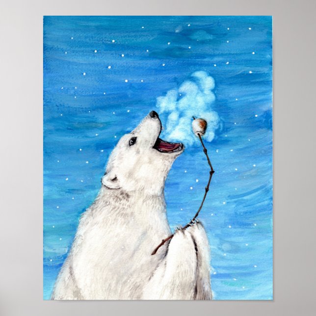 Polar Bear med tostad Marshmallow Poster (Framsidan)