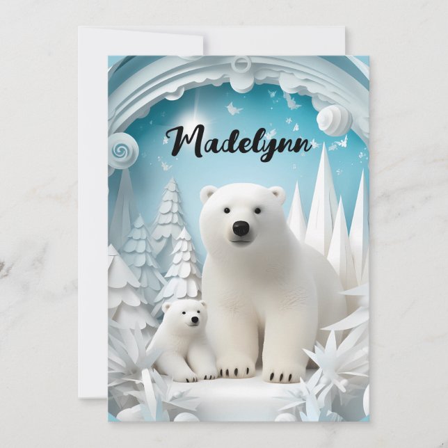 Polar Bear med Unge Arktiska oceanen Vita Lycklig Julkort (Framsida)