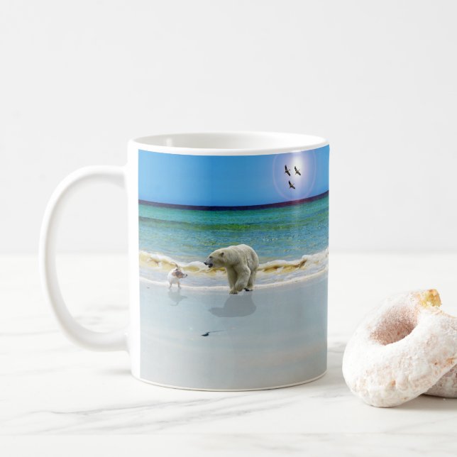 Polar Bear Meets Jack Russell, kaffe Mugg (Med munk)