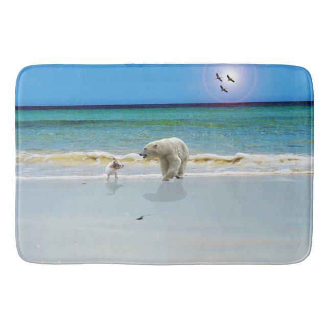 Polar Bear Meets Jack Russell, Memory Foam Bathmat Badrumsmatta (Framsidan)