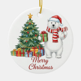 Polar Bear Merry Christmas Ornament - Personalized