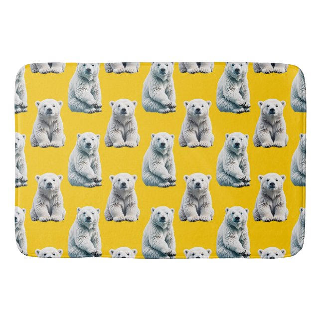 Polar Bear Mönster-design på Gult Badrumsmatta (Framsidan)