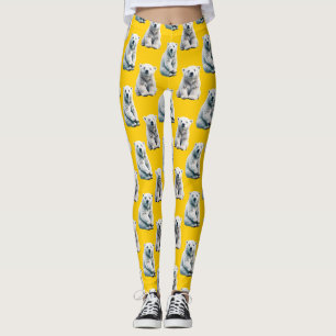 Polar Bear Mönster-design på Gult Leggings