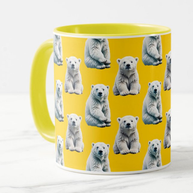 Polar Bear Mönster-design på Gult Mugg (Skapare uppladdad)