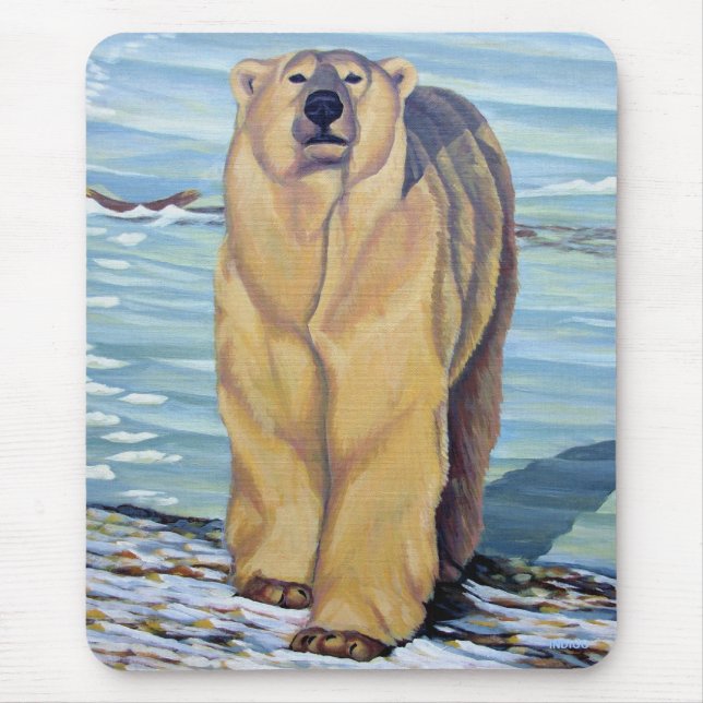 Polar Bear Mousepad Snyggt Wildlife Art Mousepad Musmatta (Framsidan)