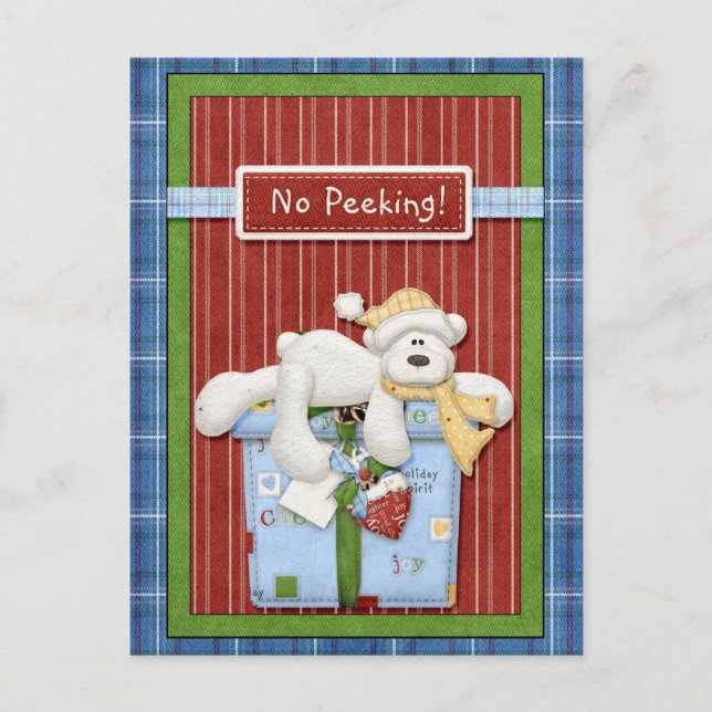 Polar Bear No Peeking jul Cards Helg Vykort (Framsida)