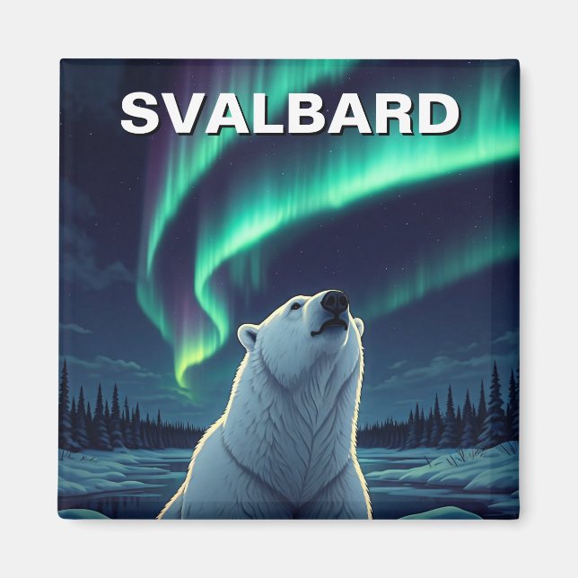 Polar Bear North ljus Svalbard Norge Magnet (Framsidan)
