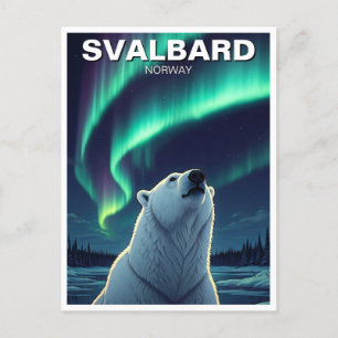 Polar Bear North ljus Svalbard Norge Vykort