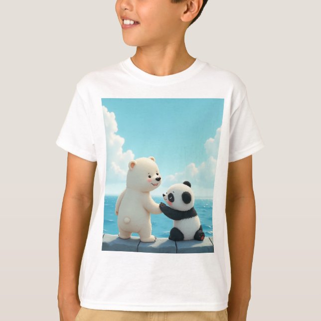 Polar Bear och Baby Panda T-Shirt (Framsida)