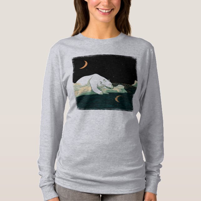 Polar Bear och Måne T Shirt (Framsida)