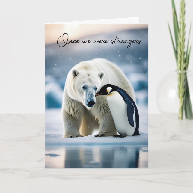 Polar Bear och Penguin Friends Birthday Kort (Framsida)