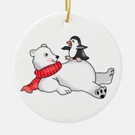 Polar Bear och Penguin Julgransprydnad Keramik