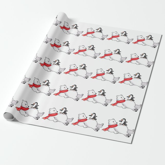 Polar Bear och Penguin Presentpapper (Utrullad)