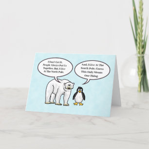 Polar Bear och Penguin Romantic Card Kort
