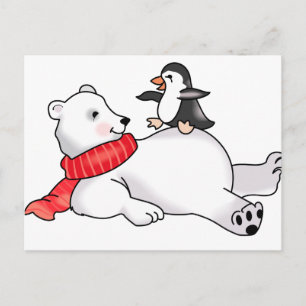 Polar Bear och Penguin Vykort