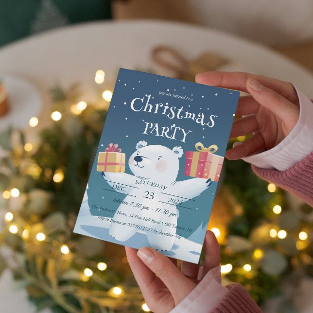 Polar Bear och Presenter jul Party Inbjudningar (Skapare uppladdad)