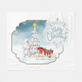 Polar Bear och Sleigh Fleece Blanket