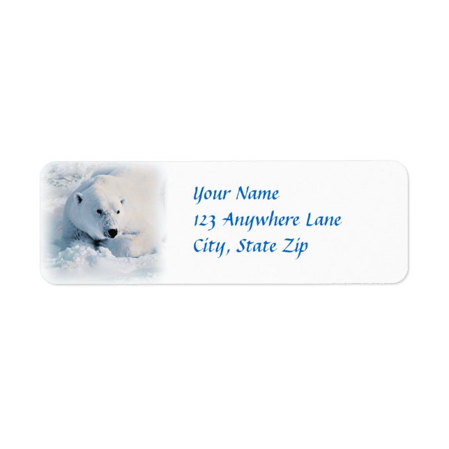 Polar Bear och Snö Returadress Etikett (Framsidan)