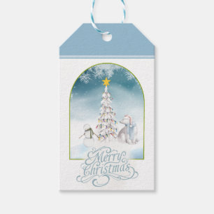 Polar Bear och Snögubbe julklapp Märkre Presentetikett