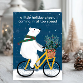 Polar Bear on Bike Funny Cute Jul Anpassningsbar Helgkort