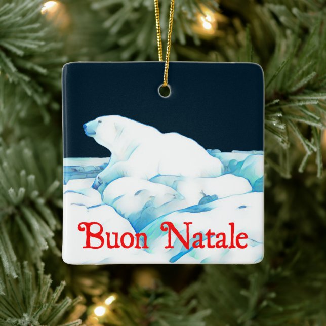 Polar Bear on Ice - Buon Natale Julgransprydnad Keramik (Träd)