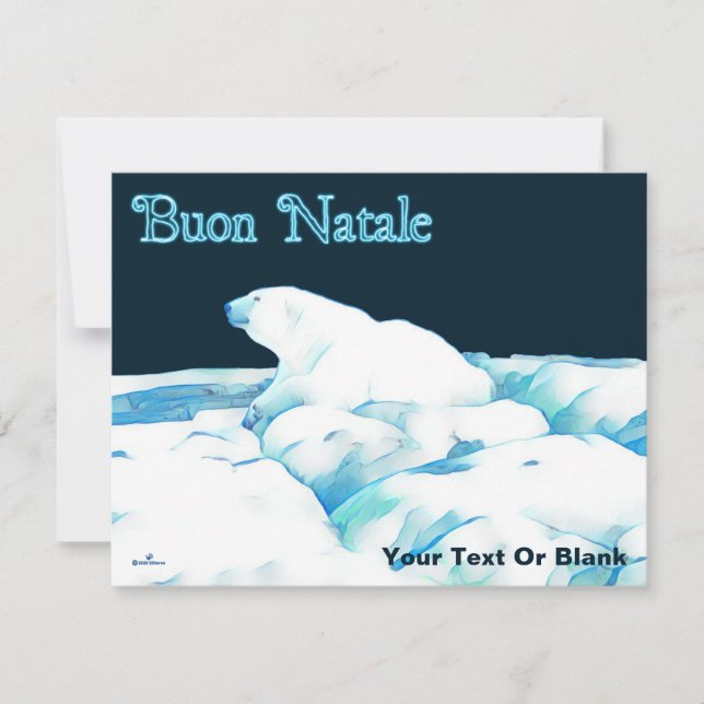 Polar Bear on Ice - Buon Natale Julkort (Framsida)