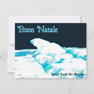 Polar Bear on Ice - Buon Natale Julkort