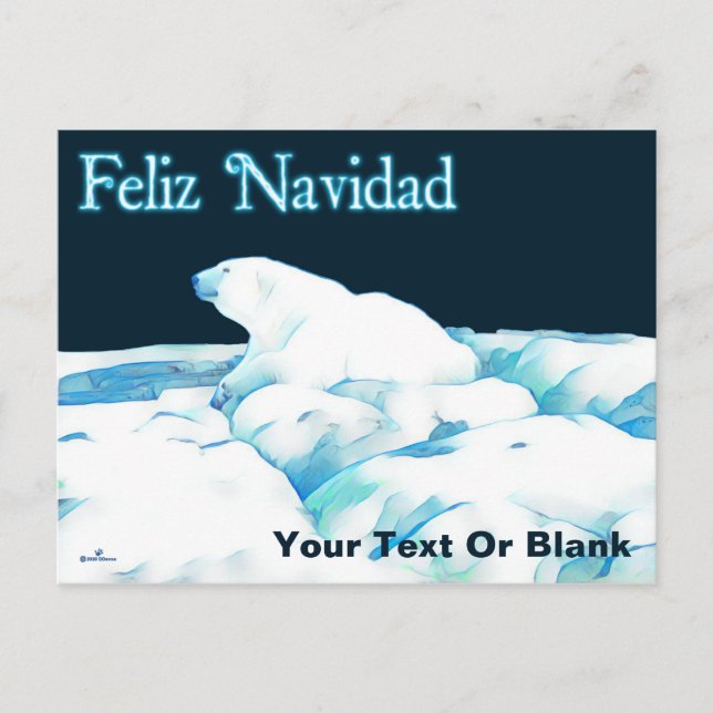 Polar Bear on Ice - Feliz Navidad Helg Vykort (Framsida)