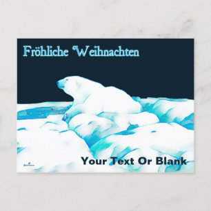Polar Bear on Ice - Fröhliche Weihnachten Helg Vykort