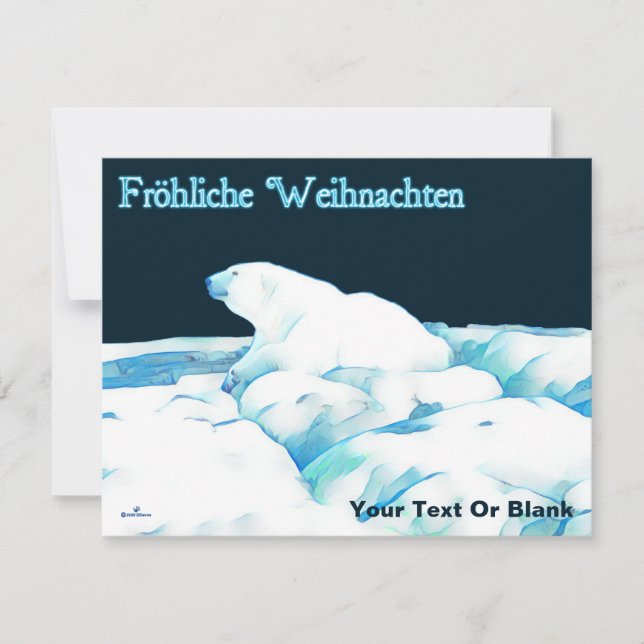 Polar Bear on Ice - Fröhliche Weihnachten Julkort (Framsida)
