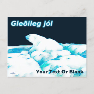 Polar Bear on Ice - Gleðileg Jól Helg Vykort