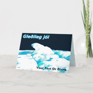 Polar Bear on Ice - Gleðileg Jól Helgkort