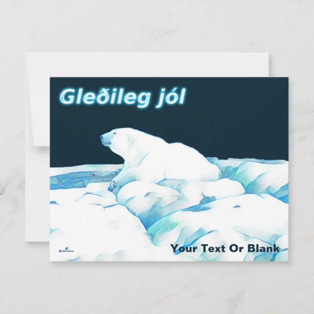 Polar Bear on Ice - Gleðileg Jól Julkort (Framsida)