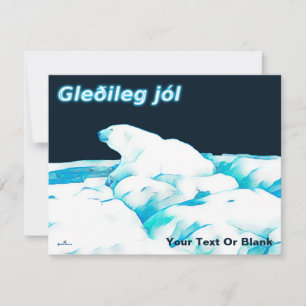 Polar Bear on Ice - Gleðileg Jól Julkort