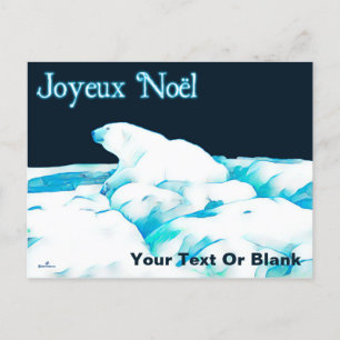 Polar Bear on Ice - Joyeux Noё l Helg Vykort