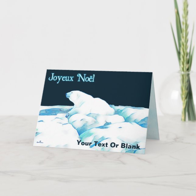 Polar Bear on Ice - Joyeux Noё l Helgkort (Framsida)