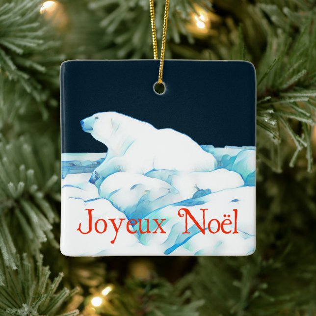 Polar Bear on Ice - Joyeux Noё l Julgransprydnad Keramik (Träd)