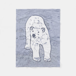 Polar Bear on Ice Painting - Original Wildlife Art Fleecefilt