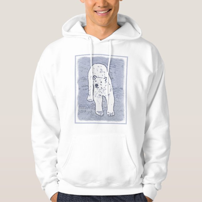 Polar Bear on Ice Painting - Original Wildlife Art Hoodie (Framsida)